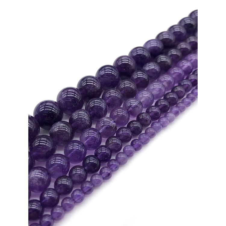 Aaa + 100% Đá Tự Nhiên Thạch Anh Tím Hạt Pha Lê Để Trang Sức Làm Vòng Tay DIY Vòng Cổ 4 / 6 / 8 / 10 / 12mm Dây 15 ''