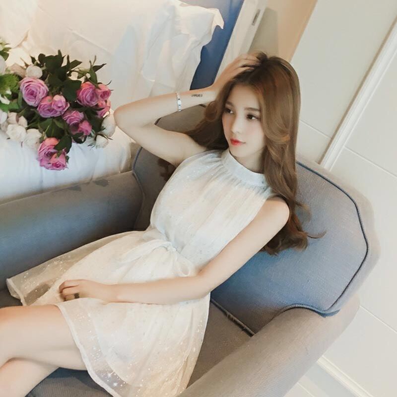 [ SẴN ] Váy Liền 2 Lớp Cổ Yếm Cách Điệu Lấp Lánh Blink BLink/ Đầm Chữ A Xòe Sát Nách Mặc 2 Kiểu Kèm Thắt Lưng V00033 | BigBuy360 - bigbuy360.vn