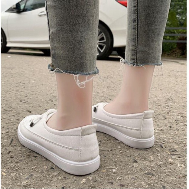 Giầy thể thao nữ cổ thấp,giày slip on nữ dây rút kiểu dáng hàn quốc trẻ trung da mềm cực êm chân