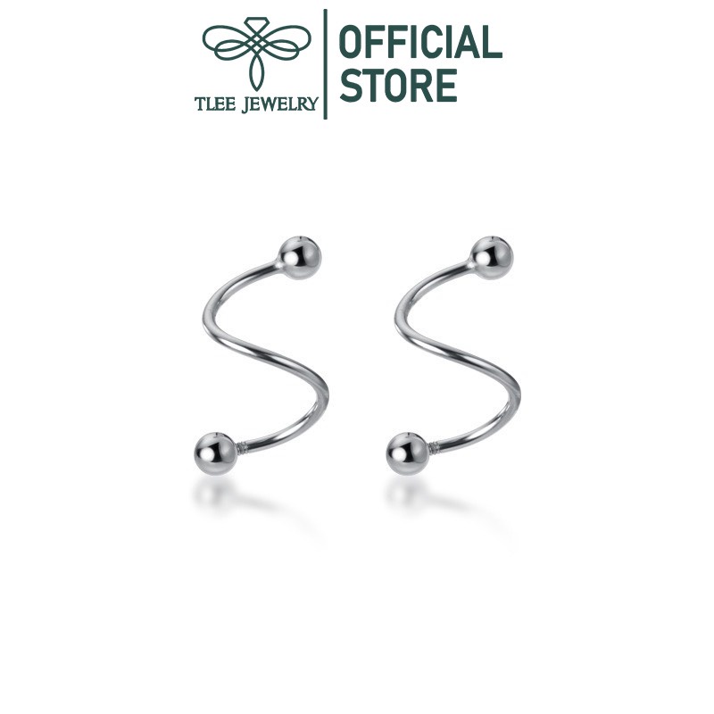 Khuyên tai bạc TLEE bi hai đầu chốt vặn dáng xoắn lạ cá tính TleeJewelry B0130