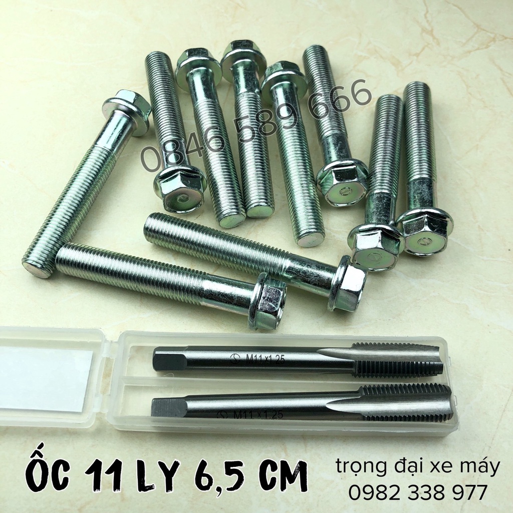 Combo 10 ốc 11 ly  + Bộ taro 11 ly sử lý ốc tai bô báng sau xe ga trọng đại xe máy
