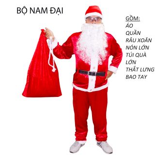 Bộ Noel người lớn. Vải nhung loại 1. ( Đủ 7 món)
