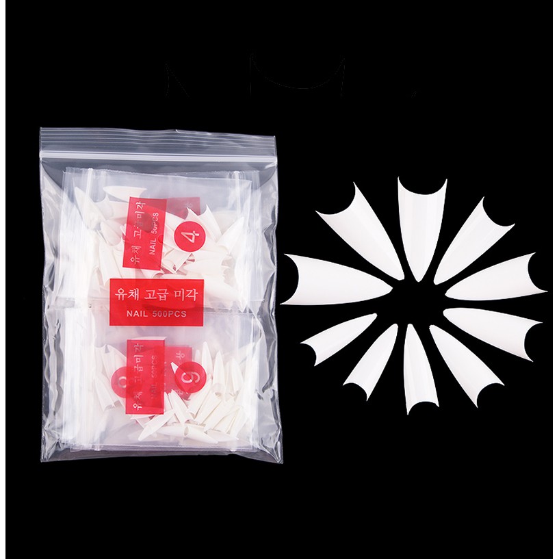 100 tấm móng tay giả Hình dạng sắc nét màu trắng, móng giả sơn gel, móng tay giả, móng giả kèm keo siêu rẻ