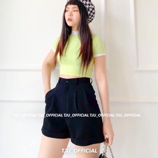 Quần short bấm cúc cạp cao