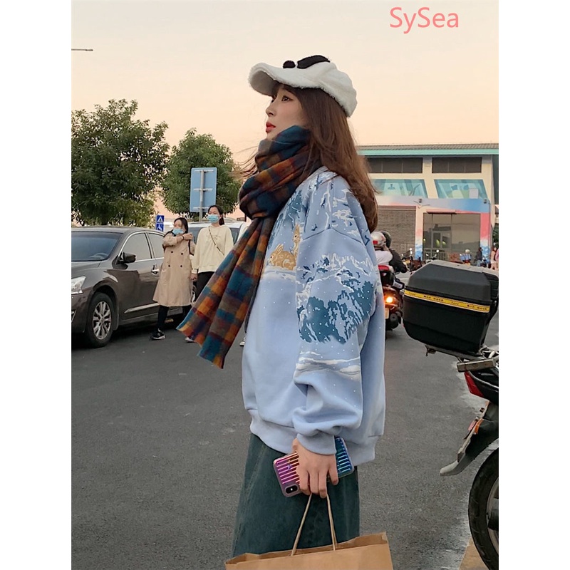 Áo Sweater Dáng Rộng In Hình Thỏ Xinh Xắn Phong Cách Hàn Quốc Cho Nữ