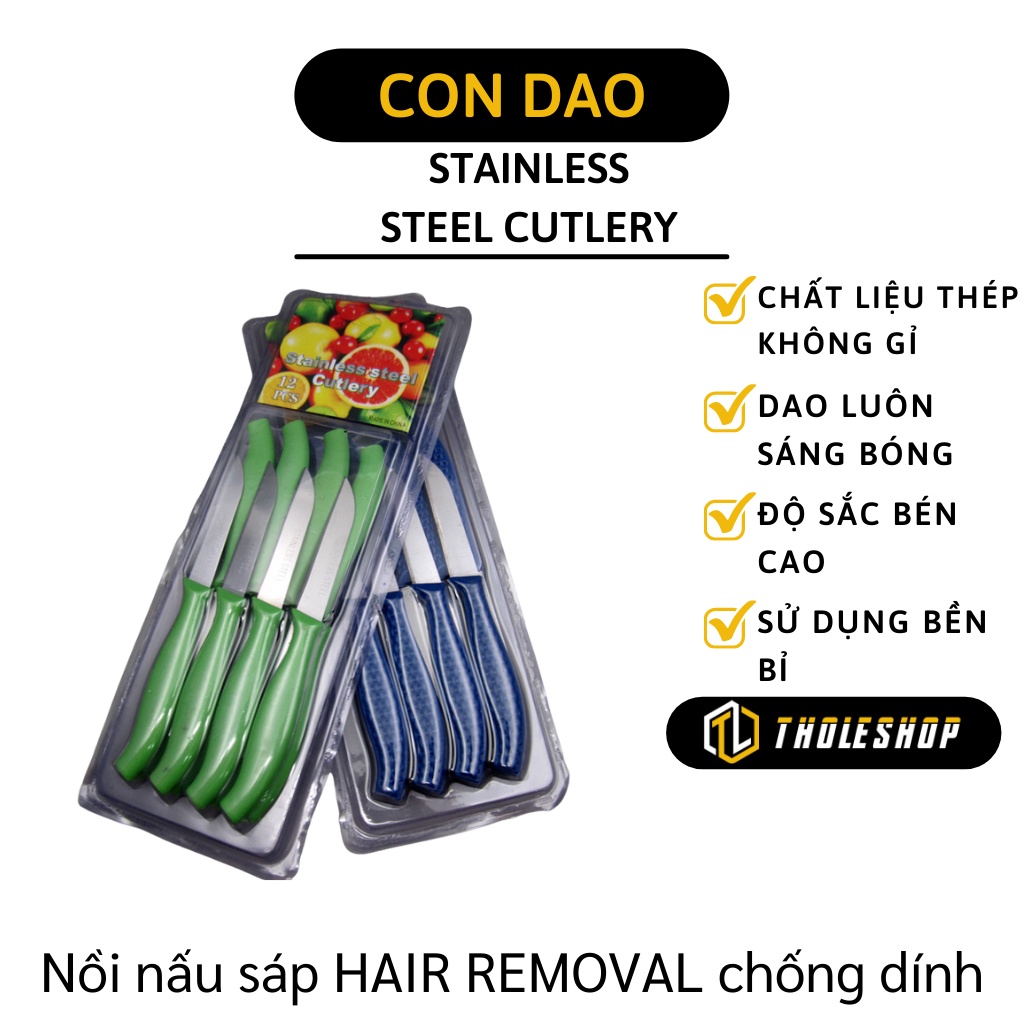 Dao Nhà Bếp - Combo 12 Con Dao Cắt Trái Cây, Gọt Hoa Quả Bằng Thép Không Gỉ 8236