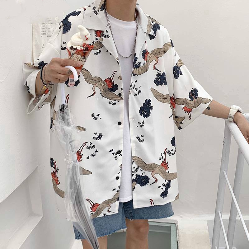 Áo sơ mi nam họa tiết chim thời trang độc đáo | BigBuy360 - bigbuy360.vn