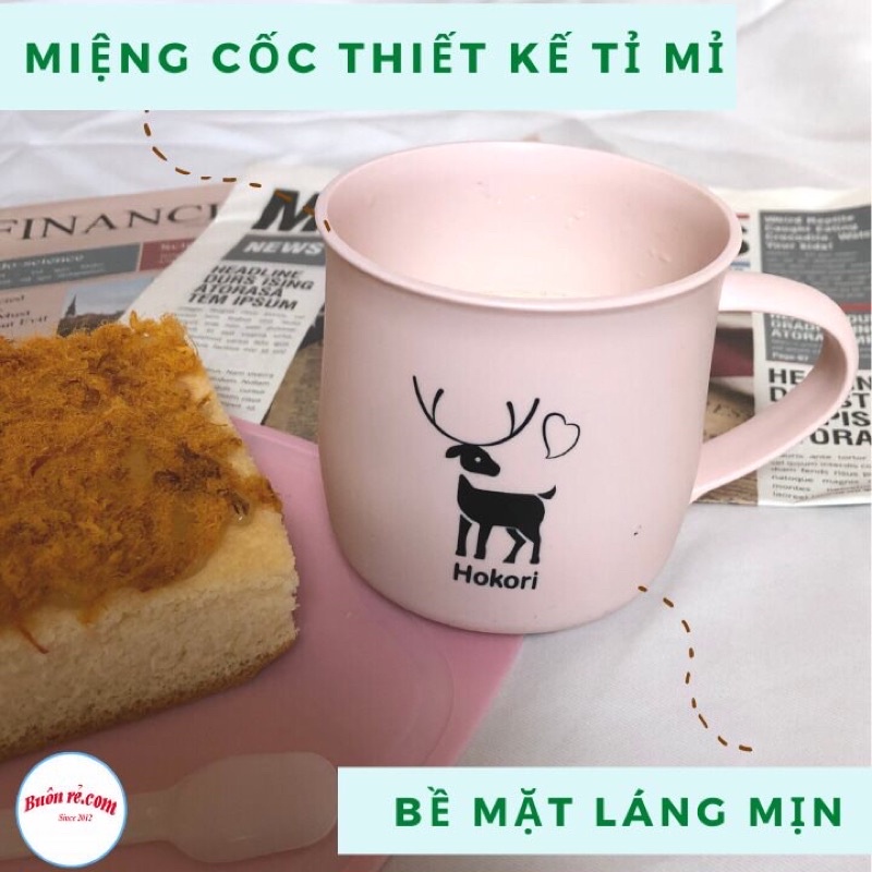 Cốc nhựa Hokori 350ml (6369) Việt Nhật chịu nhiệt tốt, cốc uống nước màu sắc xinh xắn có quai cầm