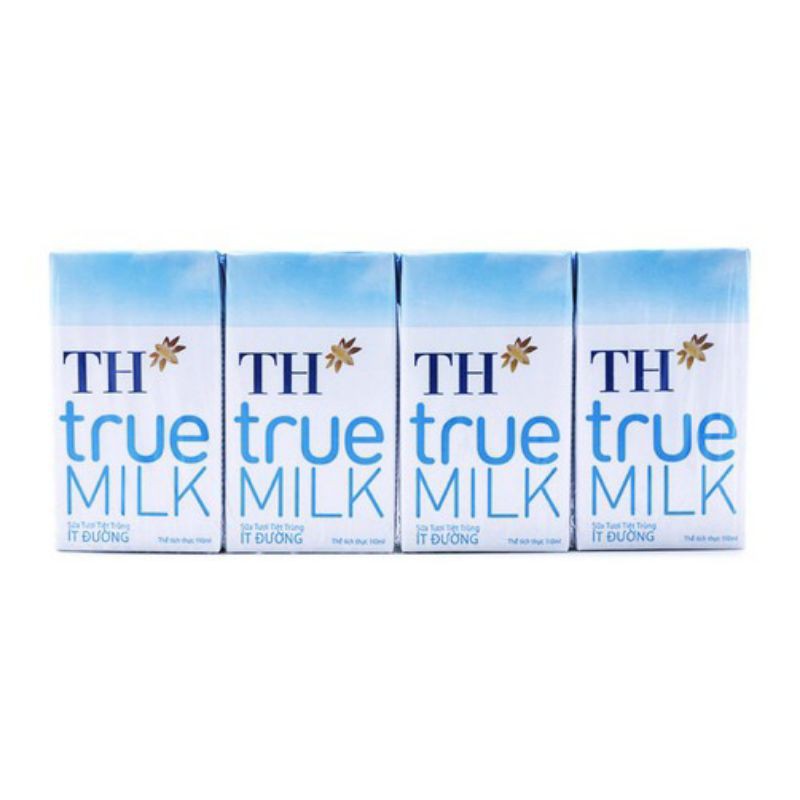 vỉ 4 hôp sữa TH true milk có đường /ít đường110ml