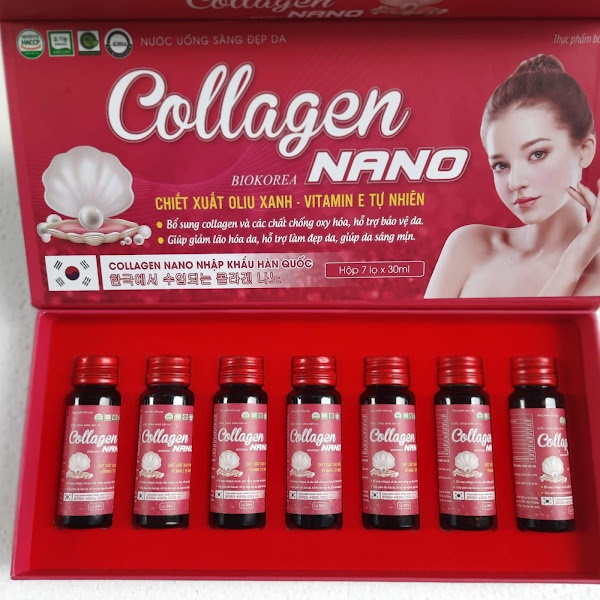 COLLAGEN NANO_Collagen nước uống Hàn Quốc Hộp 7 chai làm trắng da trẻ hoá làn da xoá mờ nám đều màu da