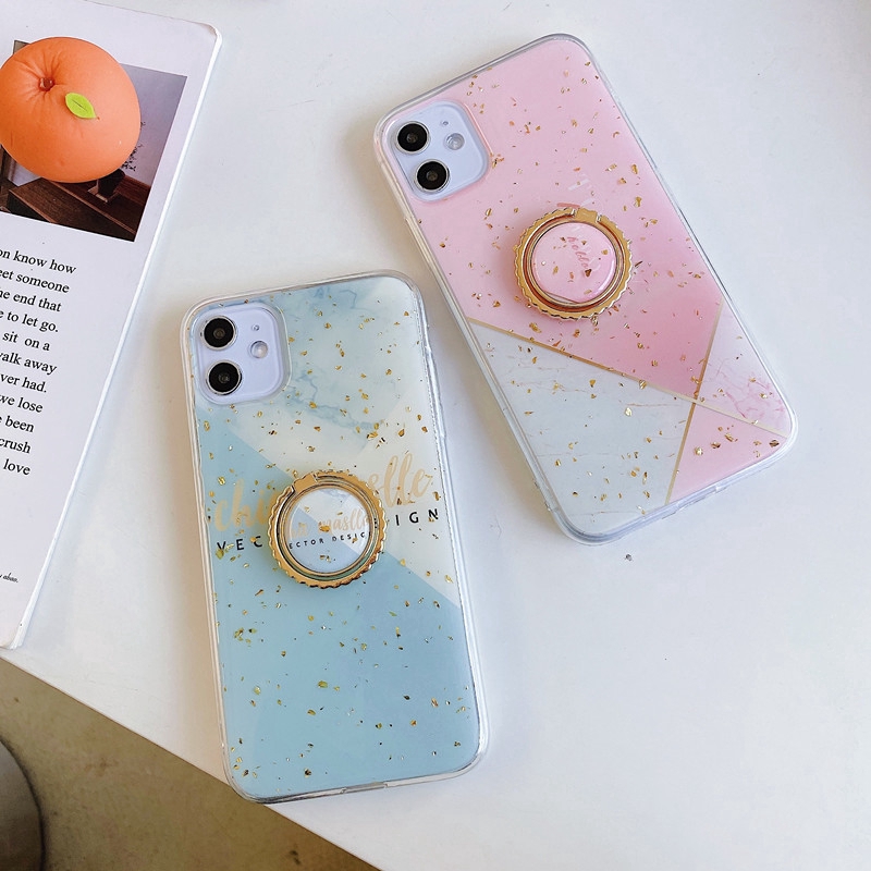 Ready Splicing Marble IPhone 11 Pro Max X XR XS Max 6 6s 7 8 Plus Soft TPU Shell Cover Case With Finger Ring