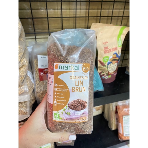 Hạt lanh nâu hữu cơ markal 500g