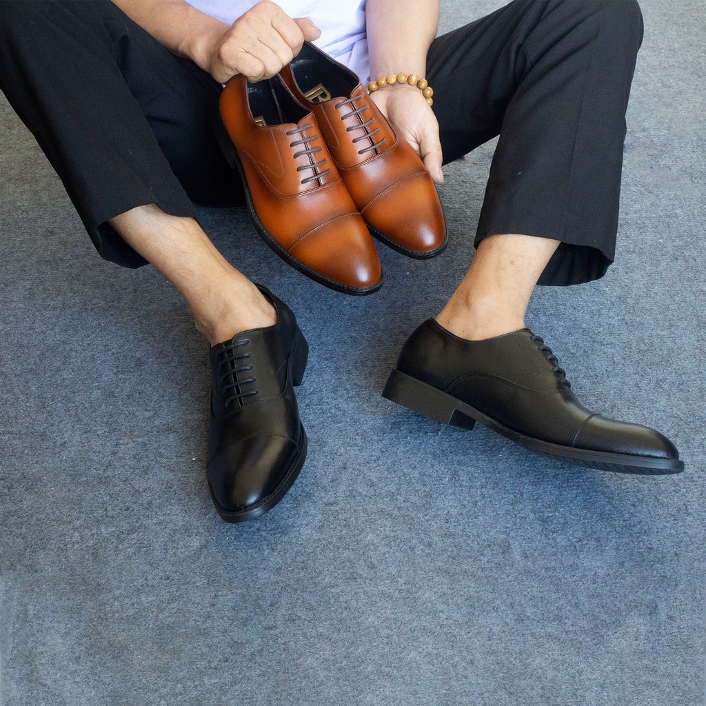 Giày tây nam oxford công sở da bò nappa cao cấp màu nâu G106- Bụi leather- hộp sang trọng -BH 12 tháng
