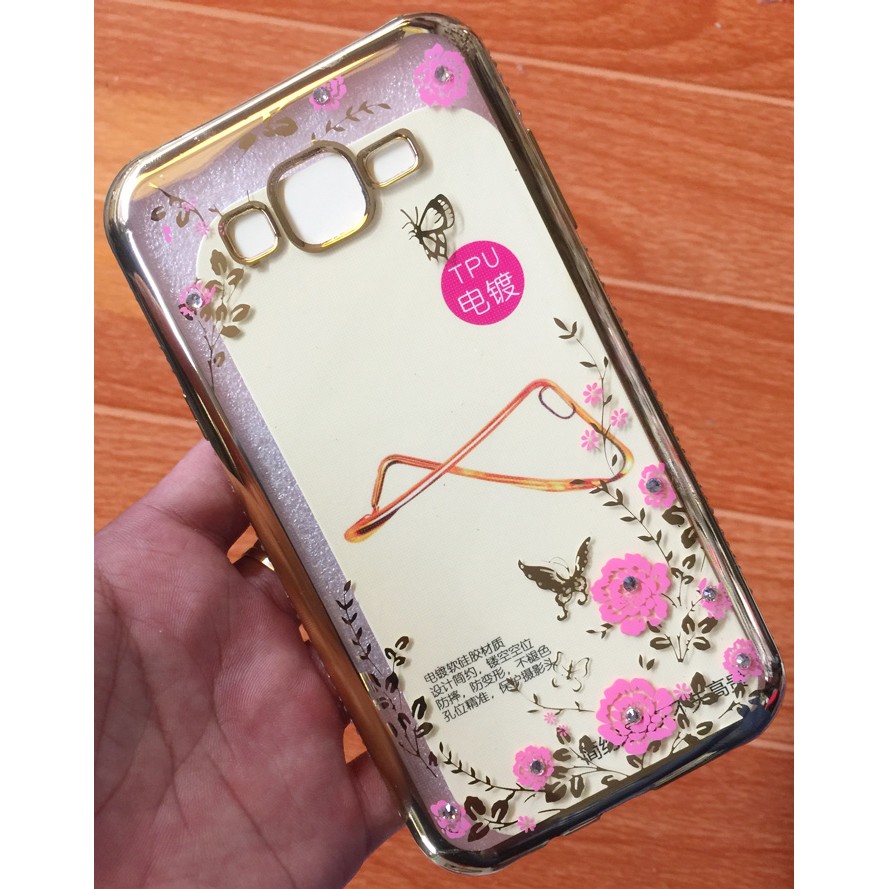 SAMSUNG J7 - ỐP LƯNG TRONG DẺO VIỀN SI ĐÍNH ĐÁ