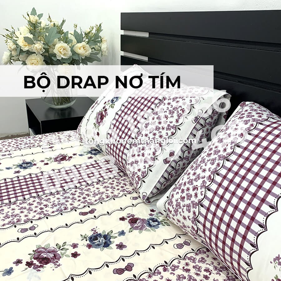 [Ảnh Thật] Dây Tím - Bộ Drap Cotton 4 món Thắng Lợi Chính Hãng