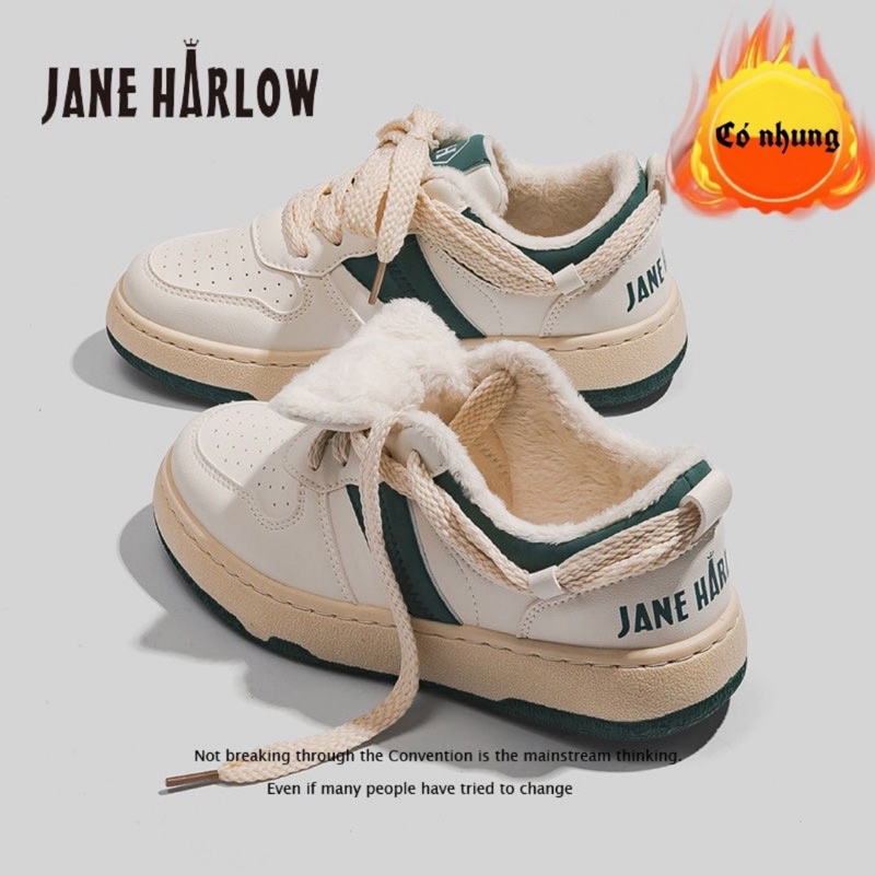 Giày JANE HARLOW Thể Thao Nữ Cổ Thấp Đế Độn Lót Nhung Siêu Ấm Ôm Chân