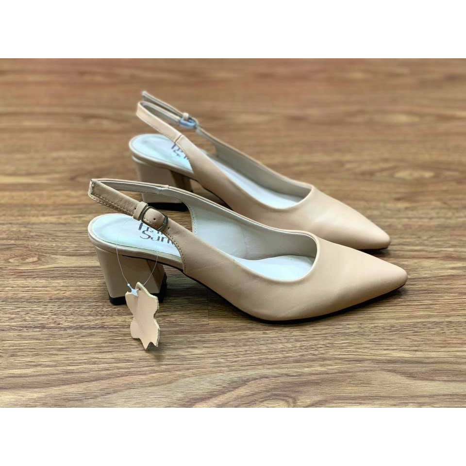 Giày cao gót dáng slingback quai hậu mũi nhọn gót vuông 5p (form to lệch 1sz) MS1657