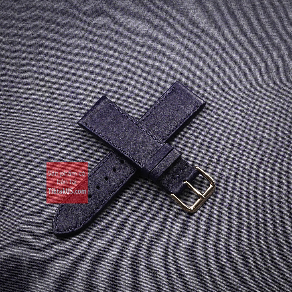 Dây đồng hồ nam da bò thật 100% khóa vàng hồng, Size từ 18mm đến 24mm