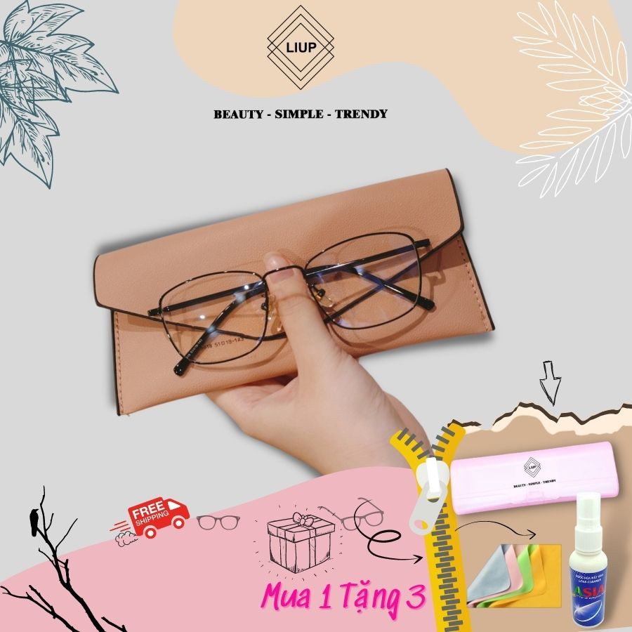 Gọng kính cận nam nữ kim loại mảnh vuông liup Eyewear 8818 chắc chắn, có thể thay cận loạn viễn