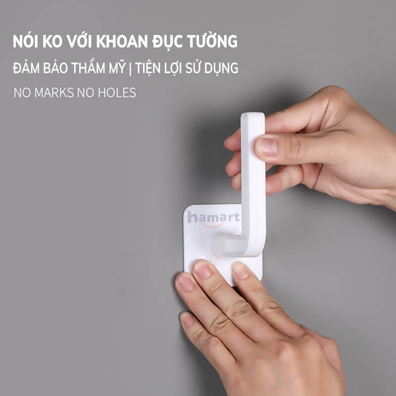 Móc Treo Đa Năng Hamart Móc Nhựa Dán Tường Treo Đồ Tiện Lợi TẶNG 2 Miếng Keo 2 Mặt Dính Tường