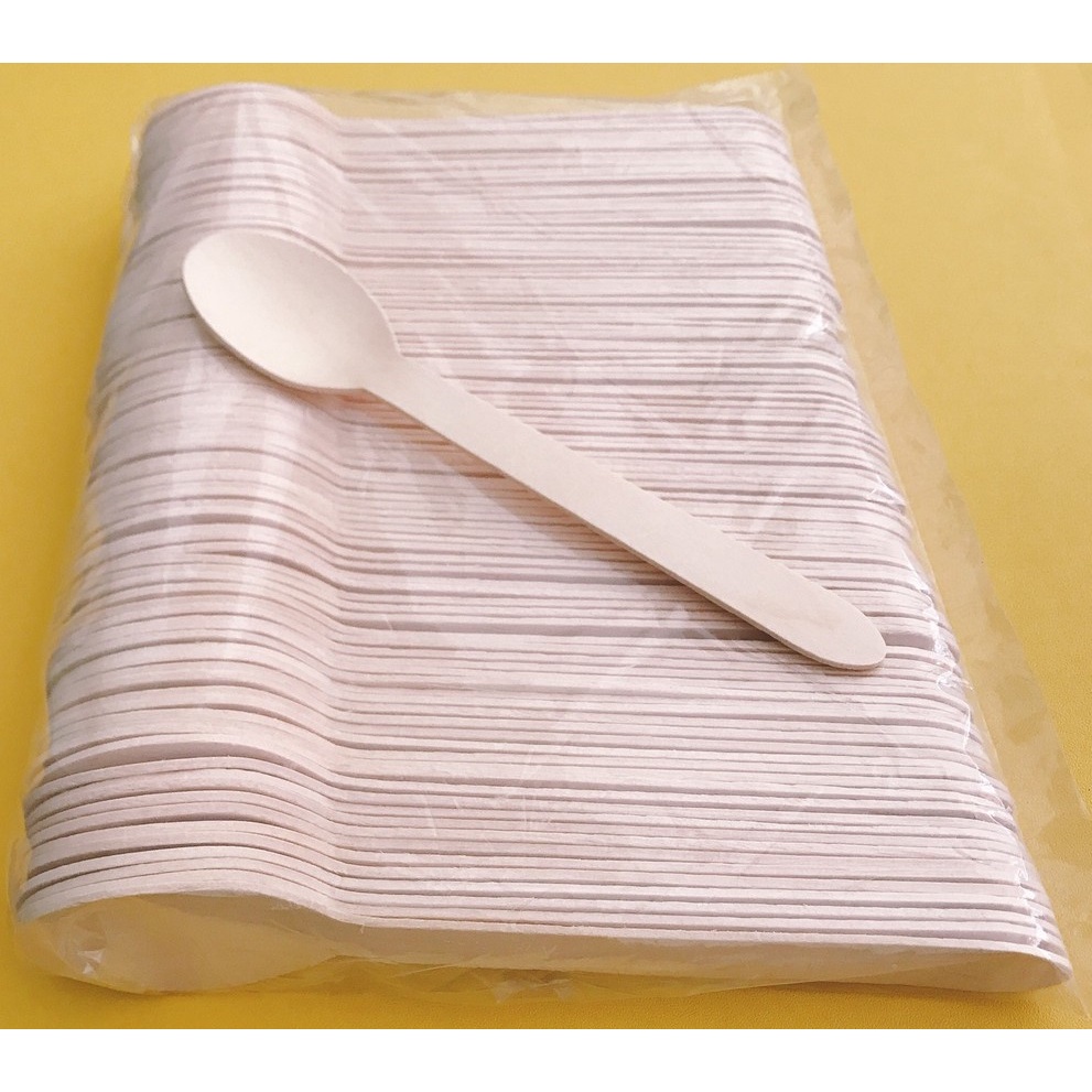 SET 100 cái thìa gỗ 16cm dùng xúc bánh, cơm, canh cho nhà hàng, khách sạn