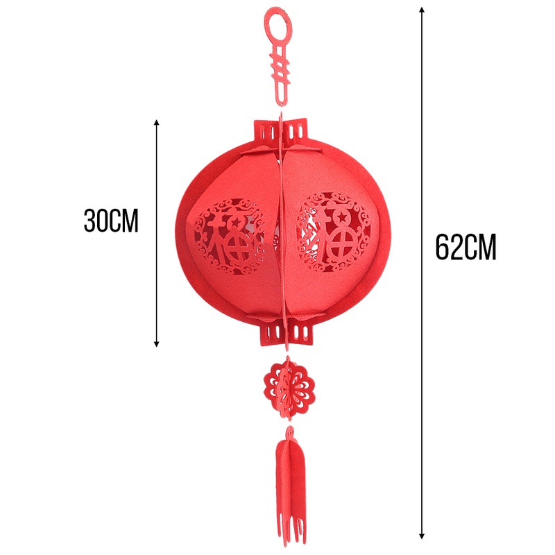 Lồng Đèn Treo Trang Trí Lễ Hội Trung Thu / Chúc May Mắn Bằng Vải Không Dệt Màu Đỏ DIY
