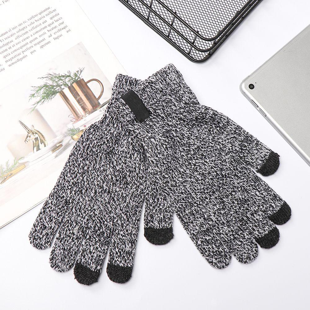 June Găng Tay Len Dệt Kim Có Thể Chạm Màn Hình Cảm Ứng Thời Trang Thu Đông Mới