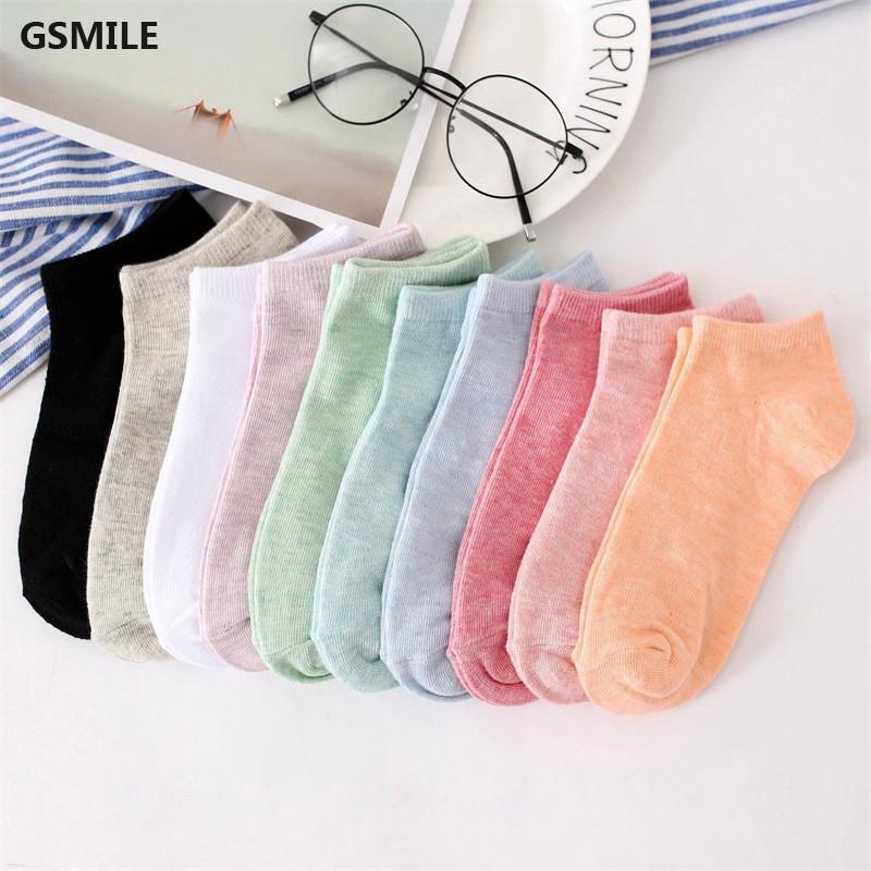 Vớ cổ ngắn màu trơn đơn giản