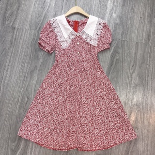Váy hoa cổ ren ( ảnh thật )