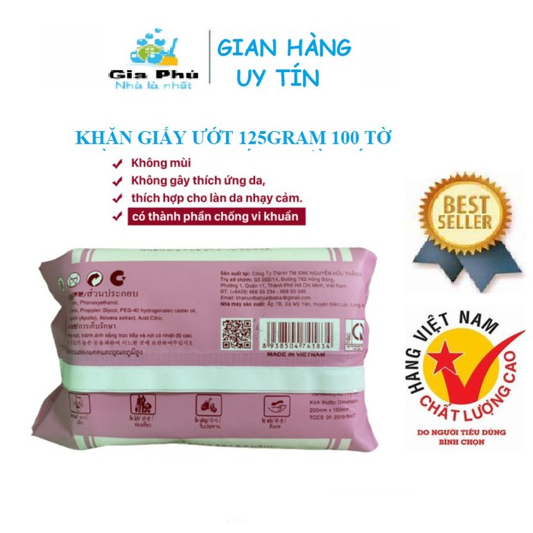 Khăn giấy ướt TIÊU CHUẨN HÀN QUỐC 100 tờ nặng 125gram dùng cho mọi đối tượng ( lau mặt, khô ) DIAMOND tốt hơn BOBBY