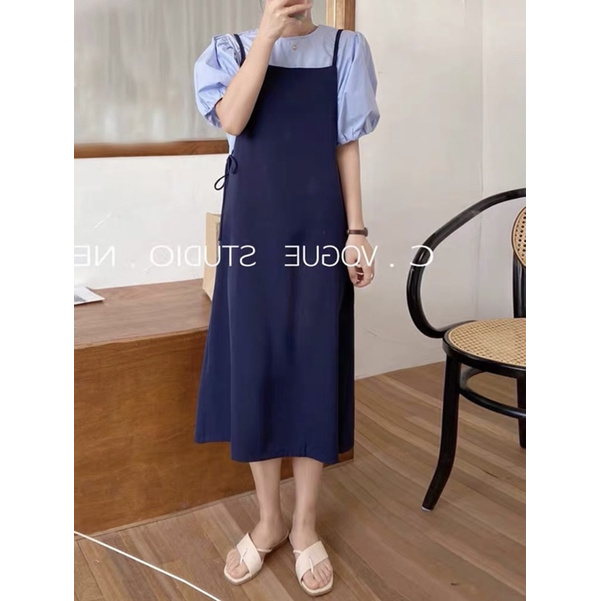 Váy yếm dây buộc nơ eo V08