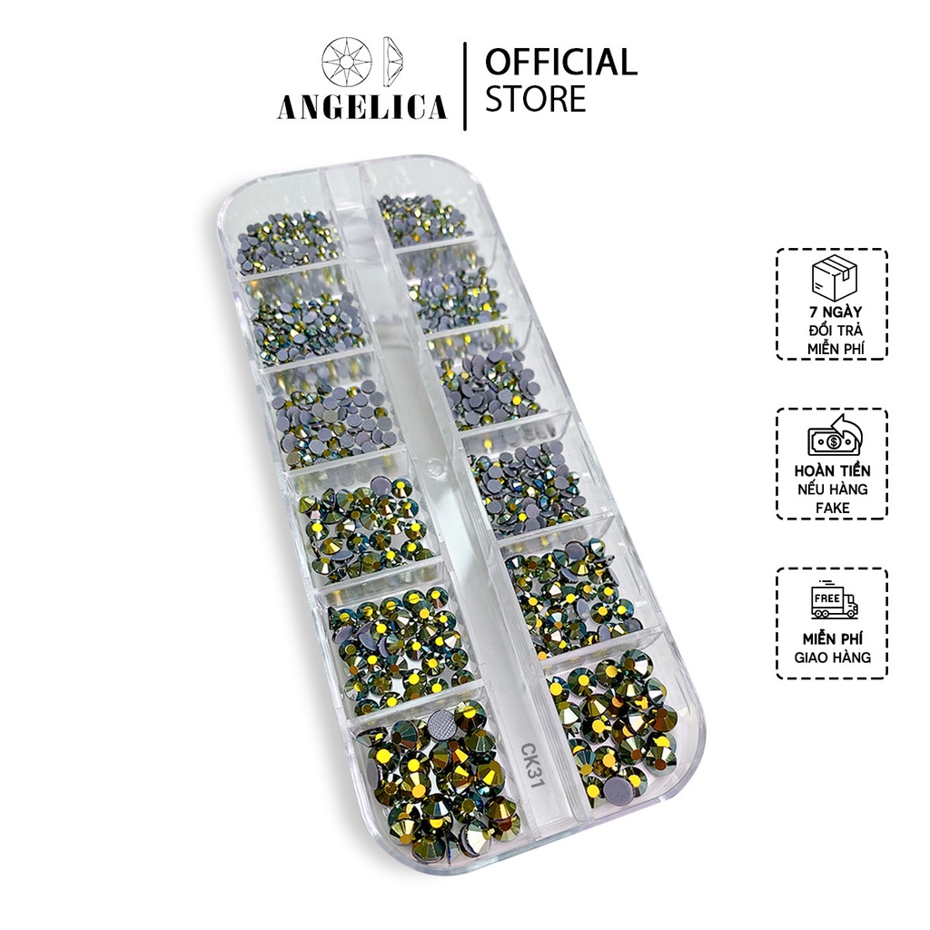 Đá Nail Chân Keo Khay Mix Size Trang Trí Móng ANGELICA Ck31