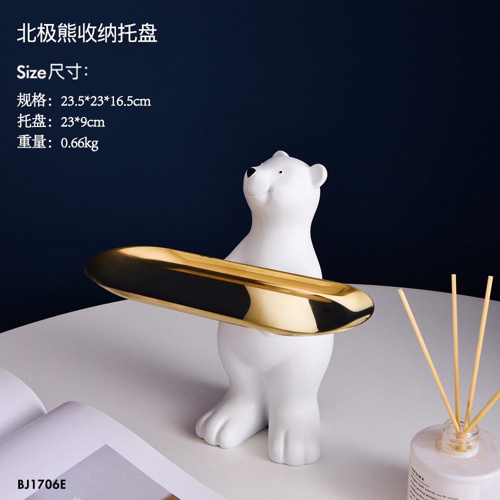Mô Hình Tượng Gấu Bắc Cực Dùng Làm Khay Đựng Trang Trí Nội Thất Sưu tầm giá để đồ trang