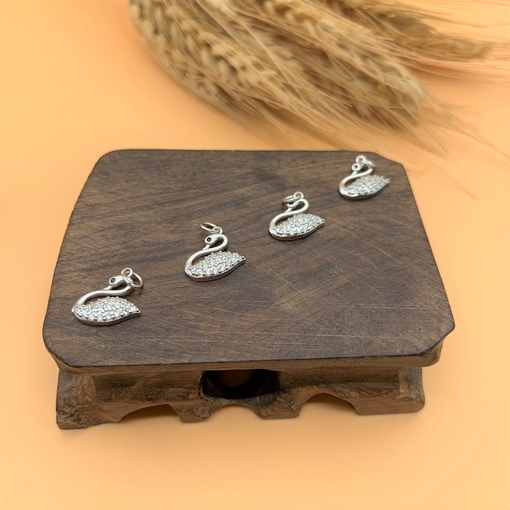 Charm treo thiên nga đính đá bạc thái - Charm Bạc 925 - Mã CA510