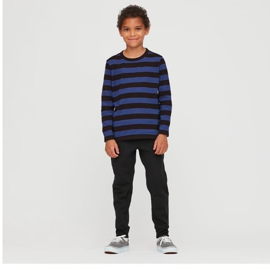 Áo thun dài tay cổ tròn kẻ sọc cho bé Uniqlo size 160