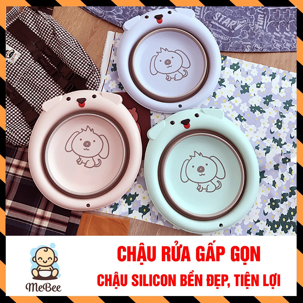 Chậu rửa mặt silicon gấp gọn đa năng cho bé (33x33x8cm)