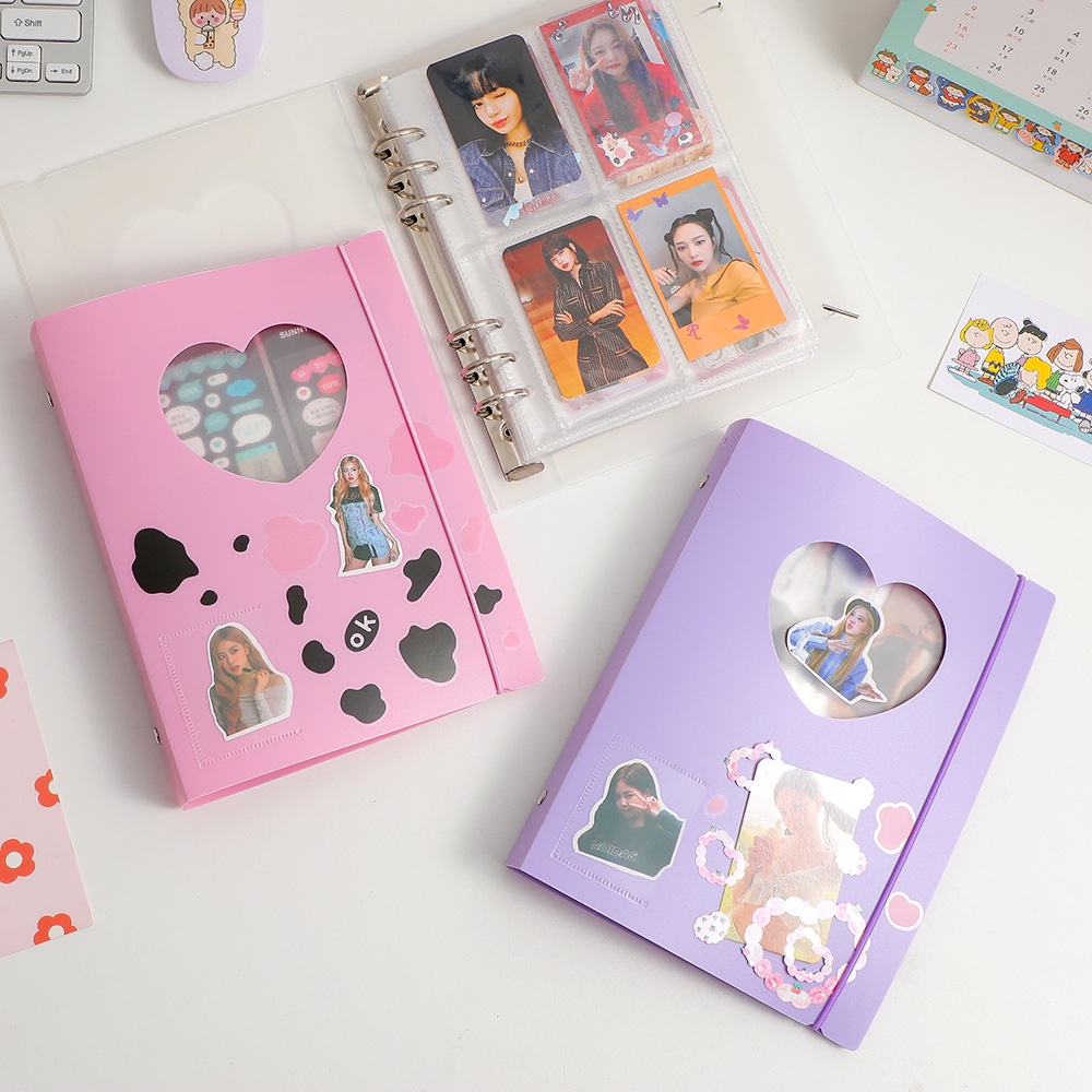 Binder bìa nhựa cứng trái tim sổ còng A5 đựng ảnh card idol KPOP | BNS045