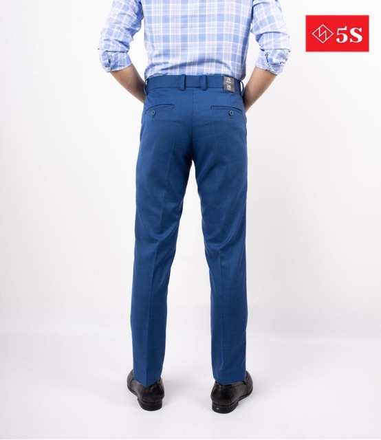 Quần Âu Nam 5S Họa Tiết Kẻ Caro Màu Xanh, Dáng Ôm Vừa, Chất Liệu Ít Nhăn, Thoáng Mát, Có Giãn Nhẹ (QAU0411S1XAH) | BigBuy360 - bigbuy360.vn