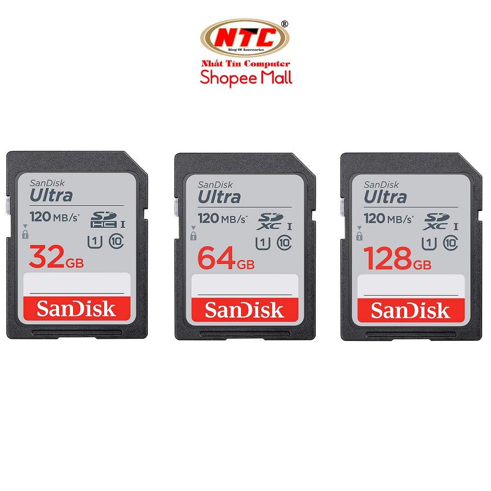 Thẻ nhớ Máy Ảnh SDXC SanDisk Ultra 32GB / 64GB / 128GB / 256GB 800x 120MB/s (Xám)