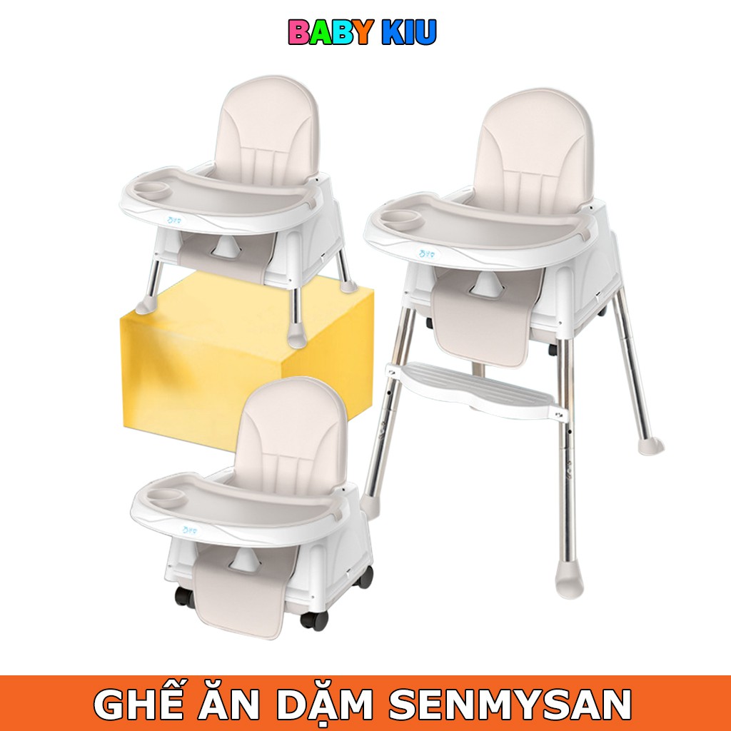 [TẶNG THÌA BÁO NÓNG] GHẾ ĂN DẶM SENMYSAN + ĐỆM + BÁNH XE