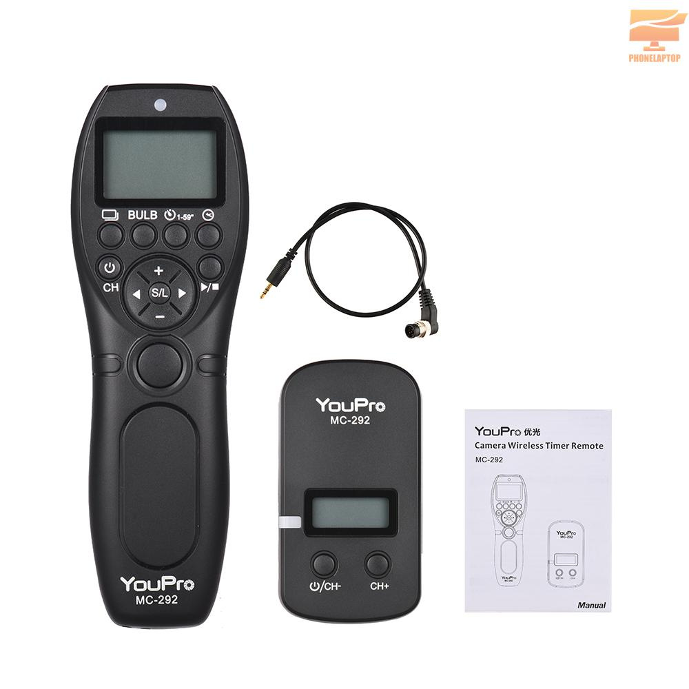 Lapt YouPro MC-292 DC0 2.4G Wireless Remote Control LCD Timer Shutter Release Transmitter Receiver 32 Channels for Nikon D5 D4S D4 D3S D3 D2 D1 D800 D810 D810A D800E D700 D300S D300 D500 for Fujifilm Kodak DSLR Camera