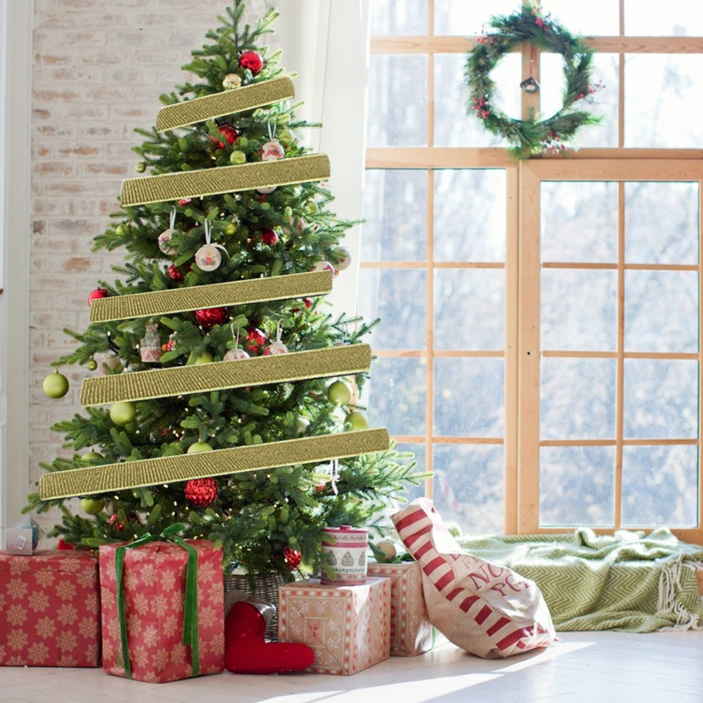 Cuộn Dây Ruy Băng Viền Vàng Dùng Trang Trí Giáng Sinh DIY