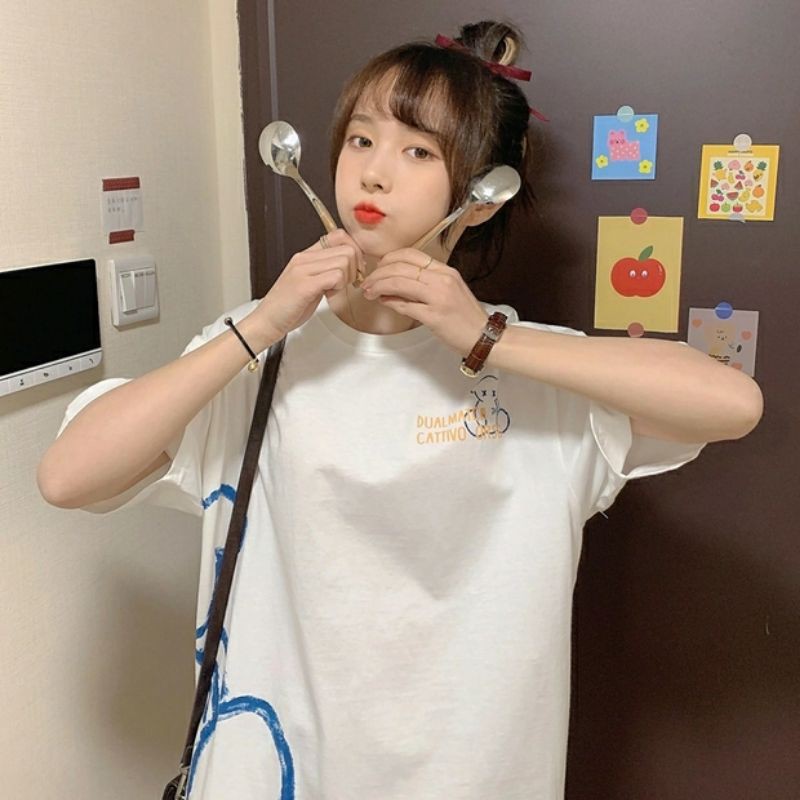 áo thun nữ form rộng unisex in hình gấu