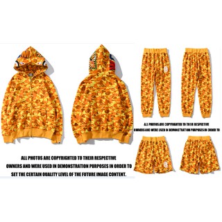 20ss BAPEe X PUBG Ngụy Trang Mũ Dây Kéo Áo Khoác Nam Nữ Cá Mập Đầu Khỉ Vàng Sa Mạc Áo Len