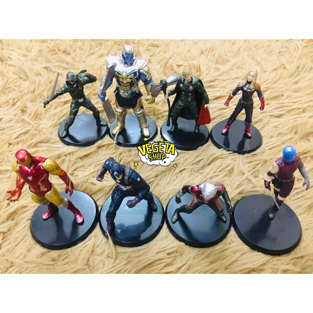 Mô hình Avengers Marvel - Trọn bộ 8 nhân vật - Thanos Captain Marvel Ant Iron Man Thor Karen Gillan Hawkeye - Cao 11cm