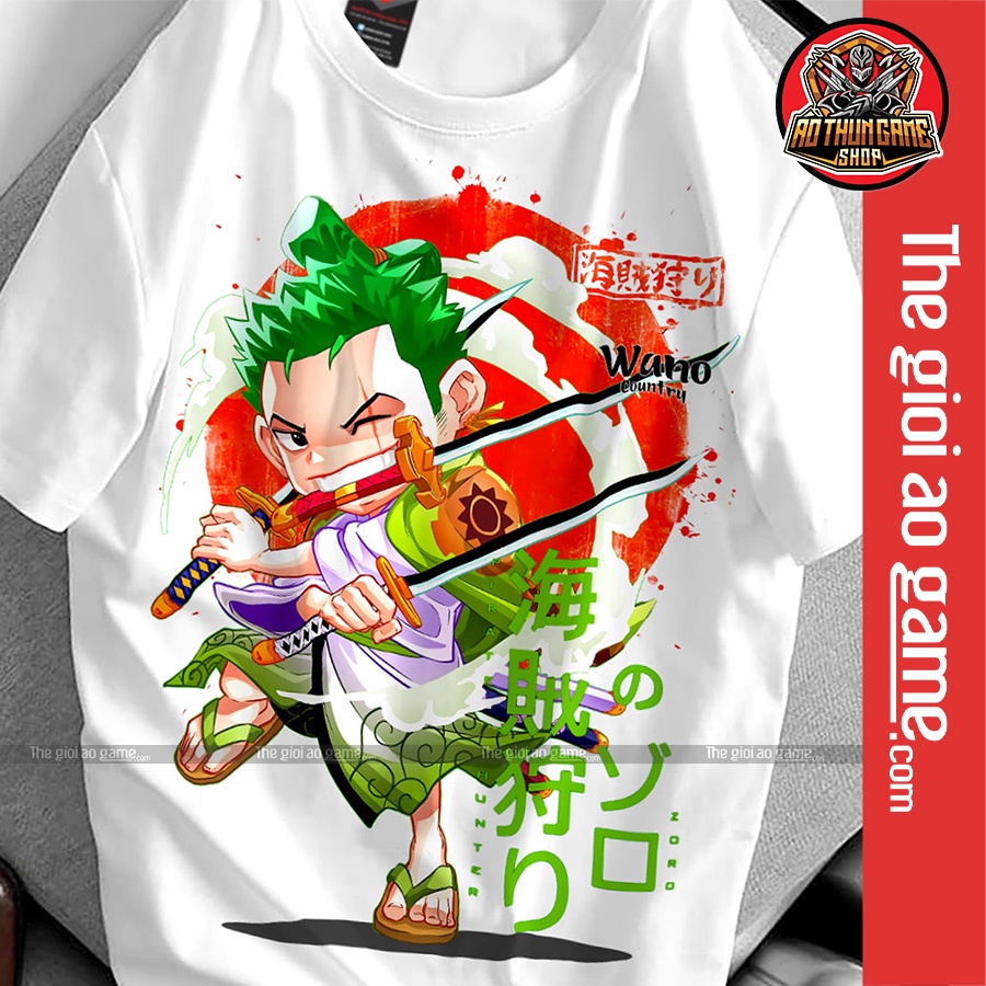 Áo one piece zoro wano nam nữ Áo thun one piece zoro wano trắng form rộng unisex cotton co giãn thoáng mát TGAG T14