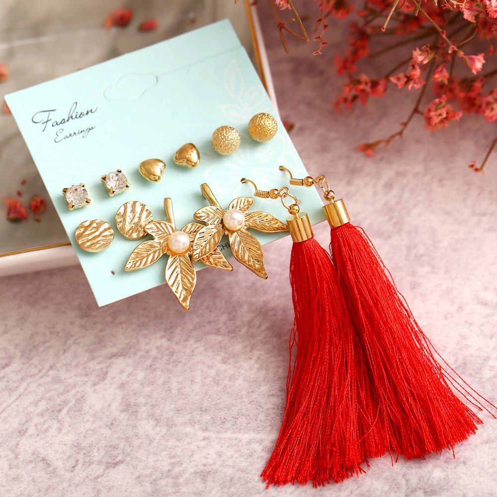Set 6 đôi khuyên tai phong cách Bohemian cổ điển dành cho nữ