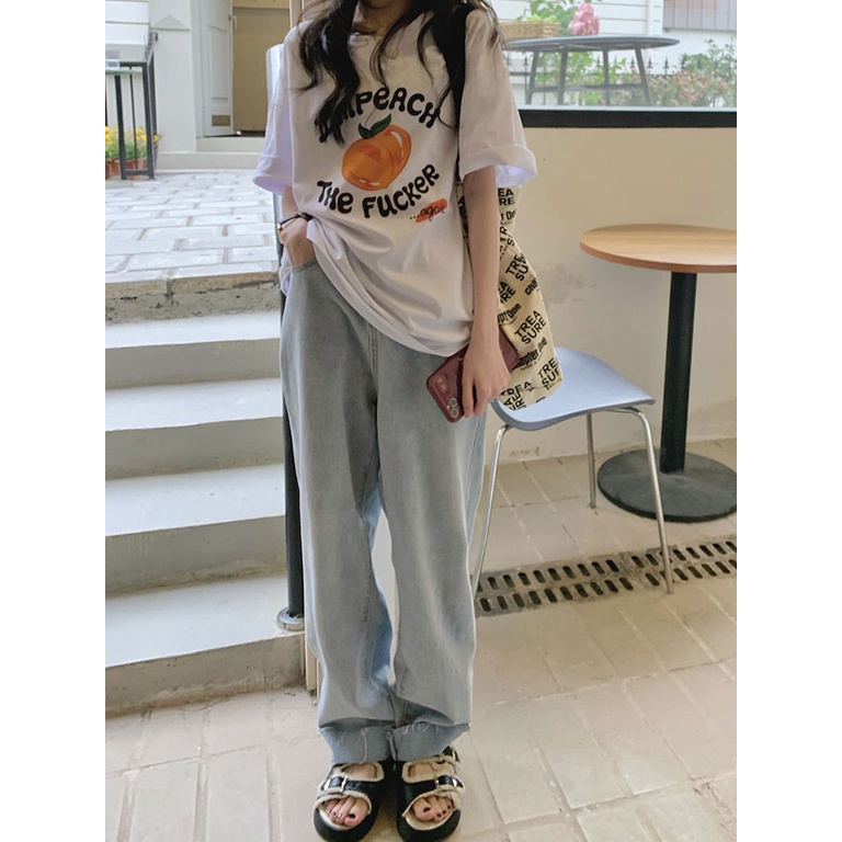 Áo Thun Nữ Ngắn Tay In Chữ Đơn Giản Thời Trang Mùa Hè Hàn Quốc Mới