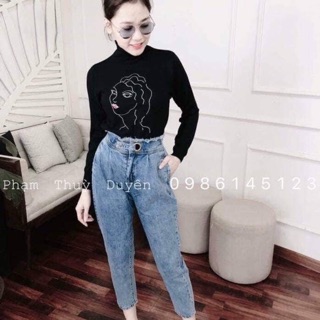 Set quần jeans áo len