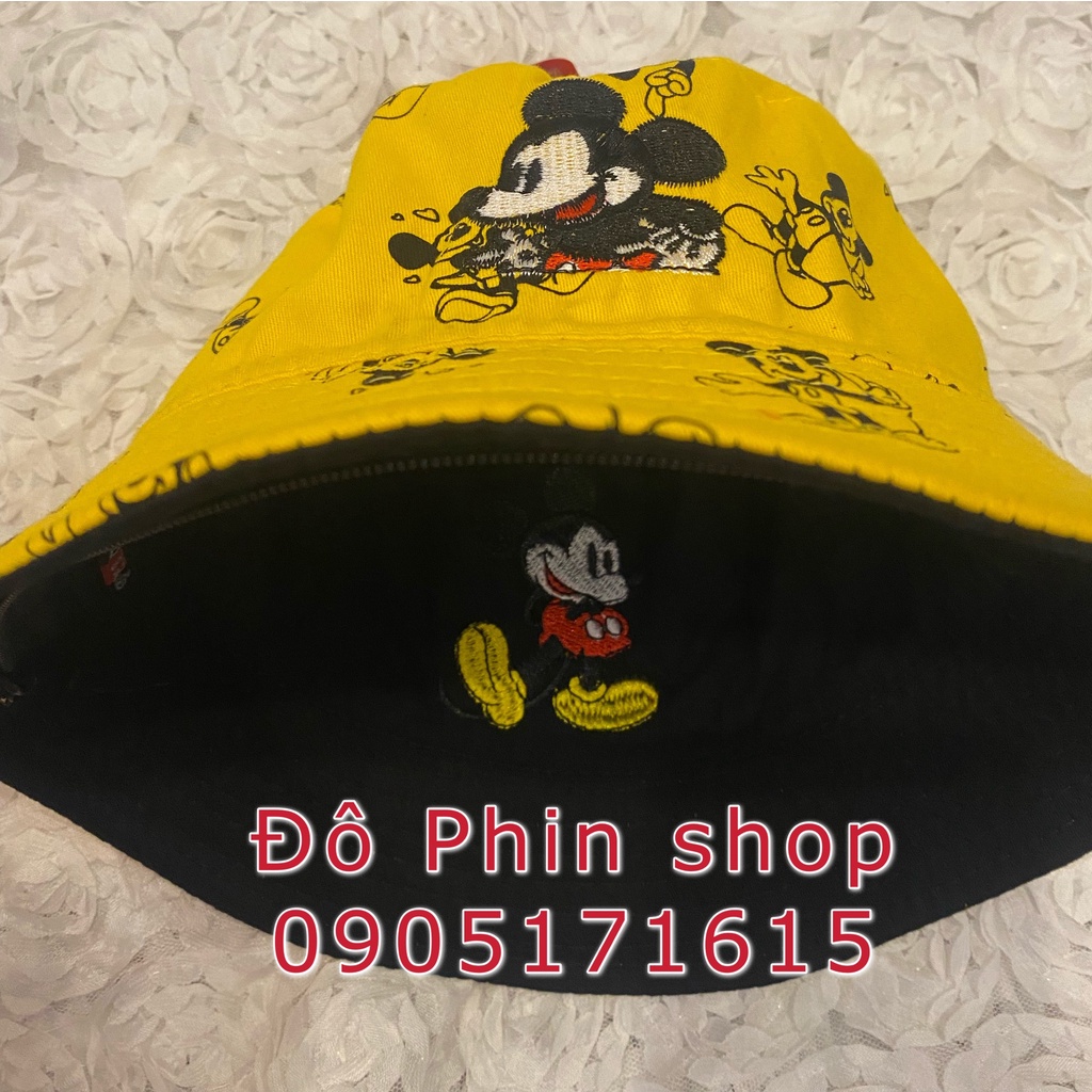 [Bé 5-12 tuổi] Mũ bucket nón vành mickey chống giọt bắn cho trẻ em, vòng đầu 54cm, tấm chắn có thể tháo rời